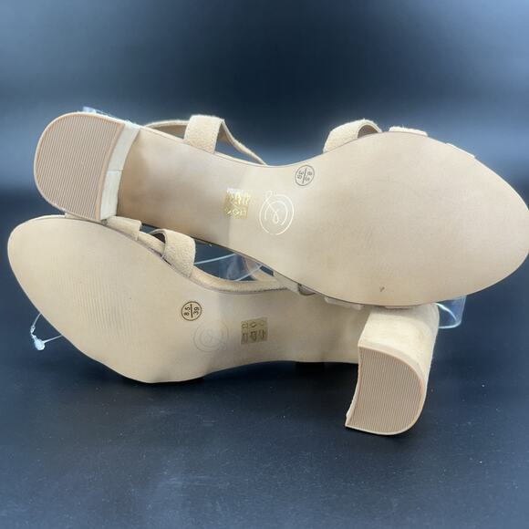 Chinese Laundry Womens 8.5 Nude Ankle Strap Open Toe Block Heeled Sandals READ - Picture 5 of 8